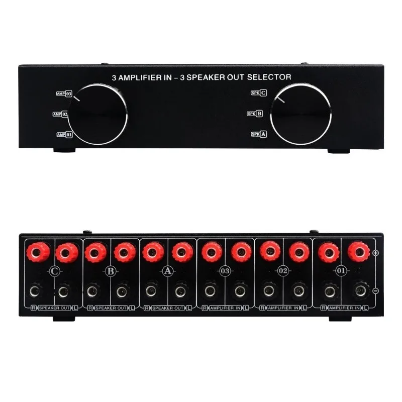 3 in 3 Out Passive Power Amplifier Speaker Selector Switch Audio Distribution Comparator for Stereo System