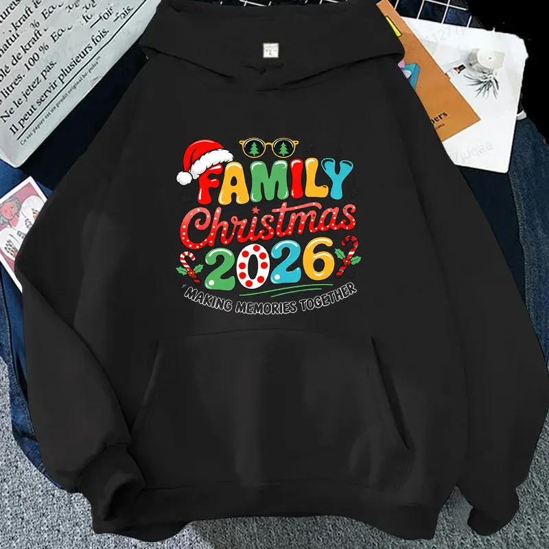 2026 Family Christmas Graphic Hoodies Making Memories Together Matching Family Xmas Sweatshirts Holiday Party Casual Sweatshirts