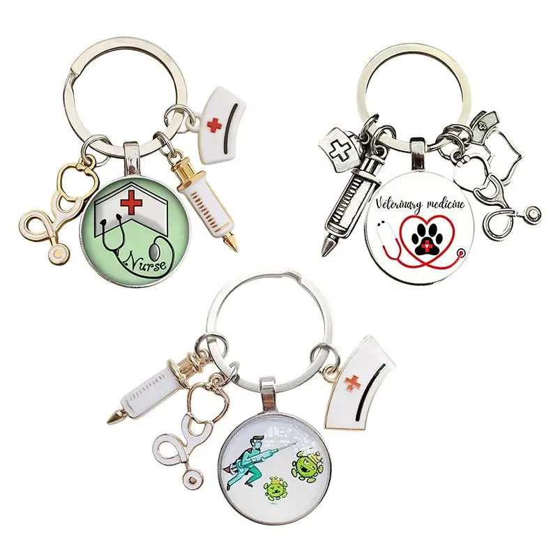 Fashion Series Doctor Stethoscope Keychain Backpack Hangings Decoration Gifts Women Men