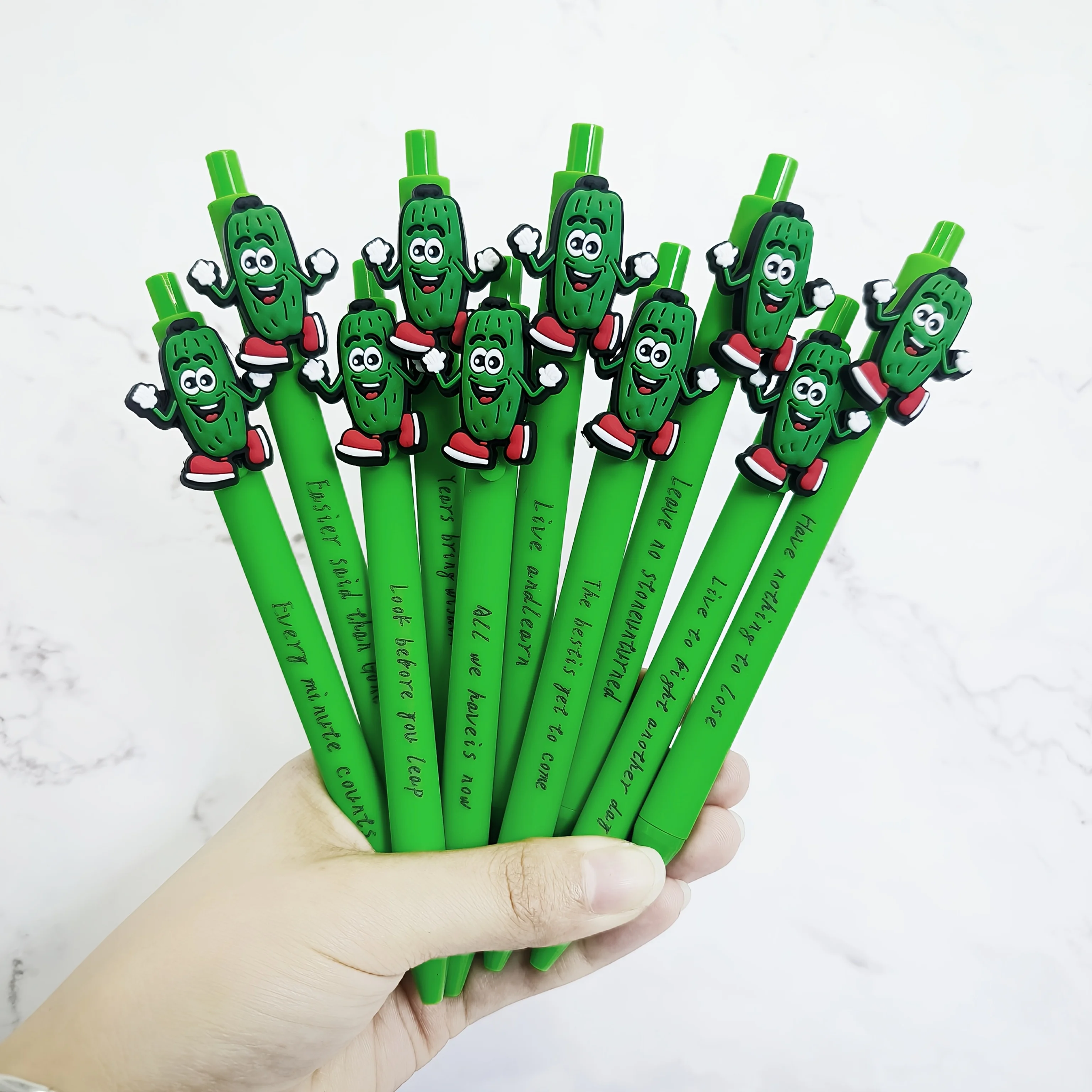 

10 шт., ручка с надписью «Огурец», вдохновляющая фраза, забавная шариковая ручка в форме огурца, подарочная ручка для письма для студентов,
