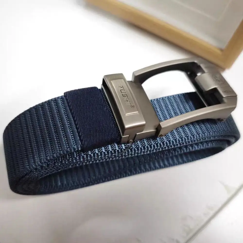 Fashion Retro Letter Men Nylon Alloy Belt Non-porous Versatile Pin Buckle Belt Classic Thicken Casual Belts Waist Accessories
