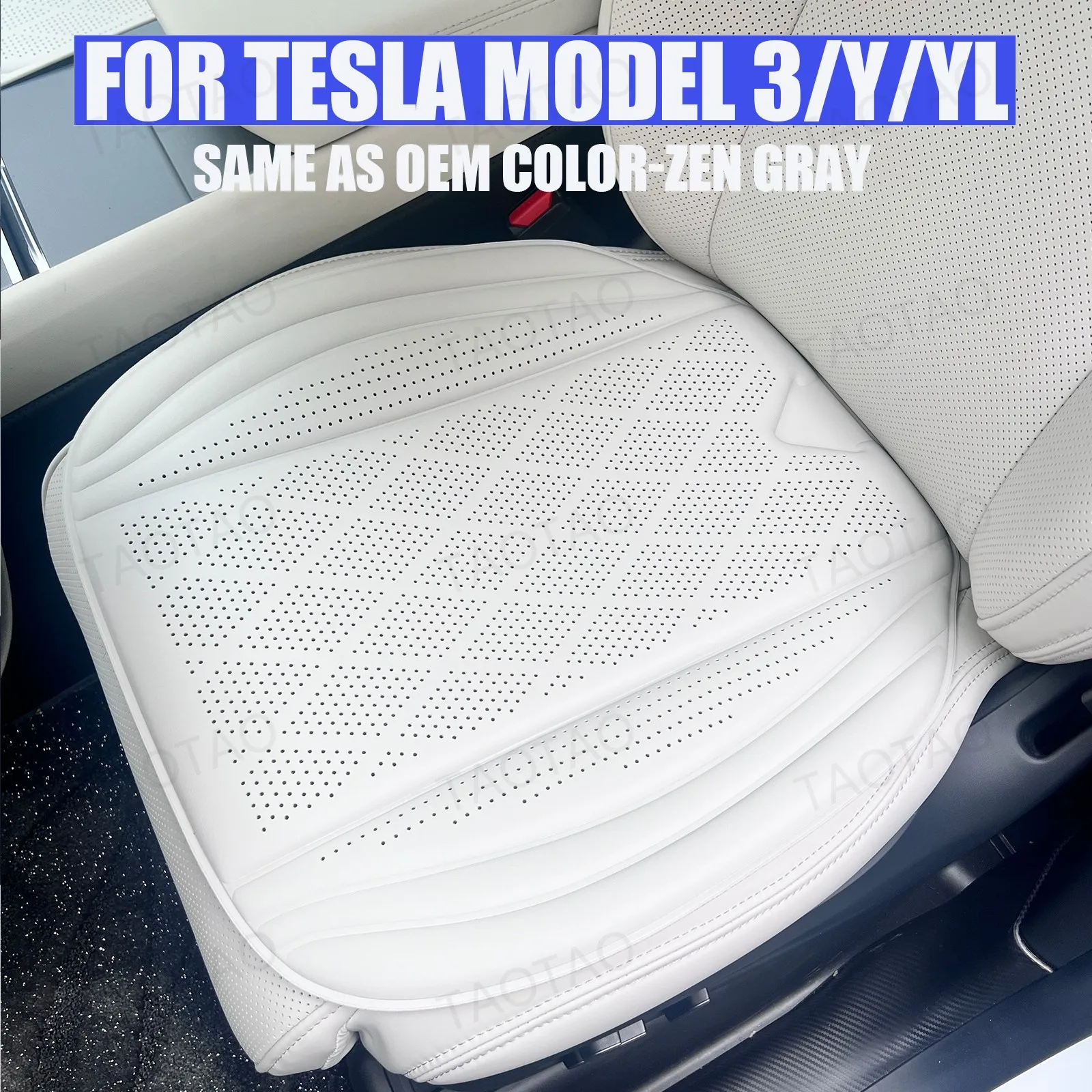 For Tesla Model 3 Y Juniper 2026+ YL Breathable Latex Cushion Anti-Scratch PU Nappa Leather Zen Gray Custom Fit Car Interior