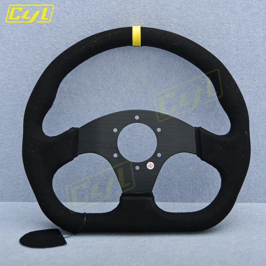 JDM Universal 13inch 320mm D Shape Steering Wheel Suede Leather Racing Sports Gaming Steering Wheel