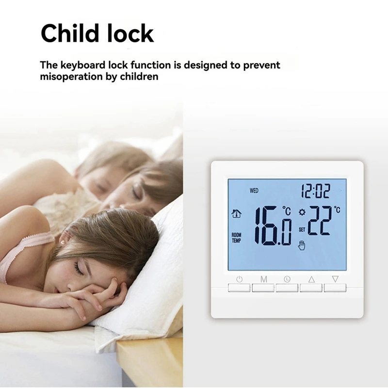 Programmable Digital Thermostat 3A Weekly Room Temperature Controller For Efficient Home Heating White Backlight