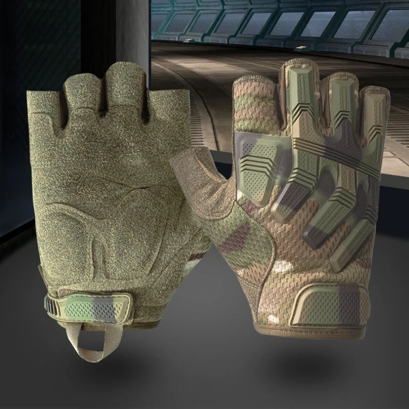 Tactical Fingerless Gloves Sports Airsoft Combat Paintball Shooting Hunting Driving Work Non-slip Anti-sweat Half Finger Men