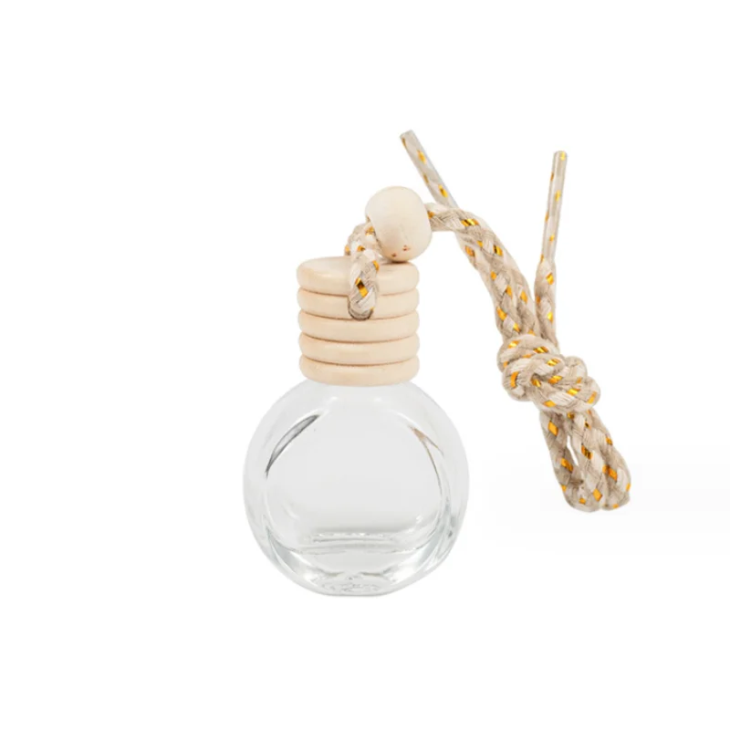 

10ml Oblate Round Glass Aromatherapy Bottle With Rope Transparent Car Perfume Bottles