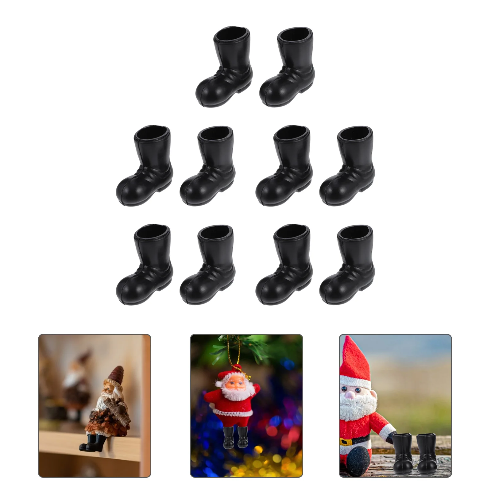 5 pares de Mini botas, microescena en miniatura, Papá Noel, zapatos de Navidad de plástico, adornos