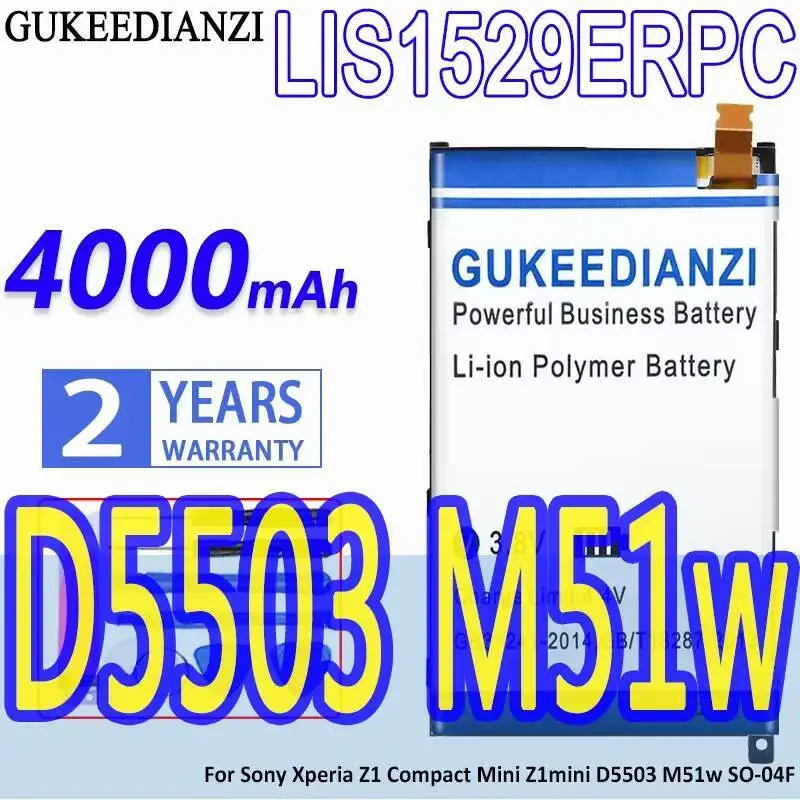 

LIS1529ERPC Safe 4000Mah For Sony Xperia Z1 Compact Mini Z1mini D5503 M51w SO-04F Reliable Replacement Mobile Phone Battery