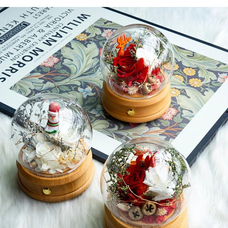

Сохраненные цветы голова розы Bluetooth динамик стеклянная крышка Рождество День святого Валентина креативный подарок украшение для комнаты украшение дома