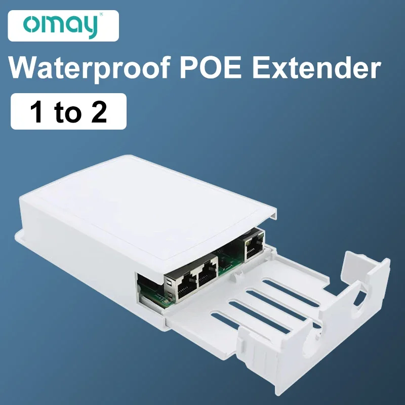 OMAY-expansor POE impermeable, 100/1000M, estabilidad de alta velocidad, 1 en 2 fuera del tipo estándar, excelente rendimiento, ultra duradero