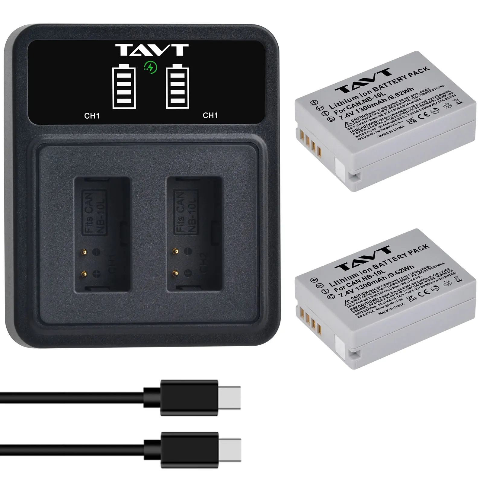TAVT 1300mAh NB-10L Replacement Battery+PD20W Rapid Charger for Canon SX40 HS SX40HS SX50 PowerShot SX40 HS G15 G16 SX60