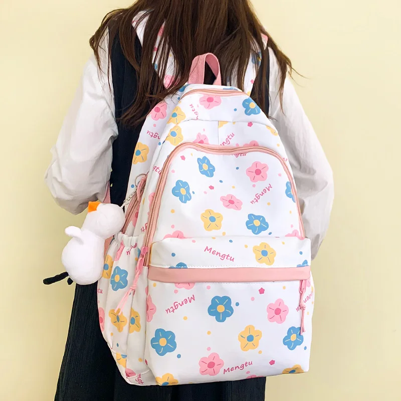 

Girl Travel Waterproof Book Bag Lady New Cartoon Printing Female Fashion College Backpack Kawaii Women Laptop Leisure School Bag