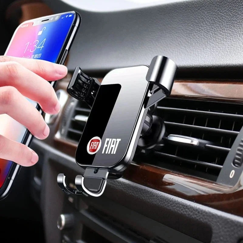 Soporte Metálico para Teléfono Móvil para Fiat, Soporte de Teléfono con Ventilación de Aire por Gravedad, Compatible con Fiat 500 Panda 500e Tipo Cronos, Accesorios Interiores para Auto