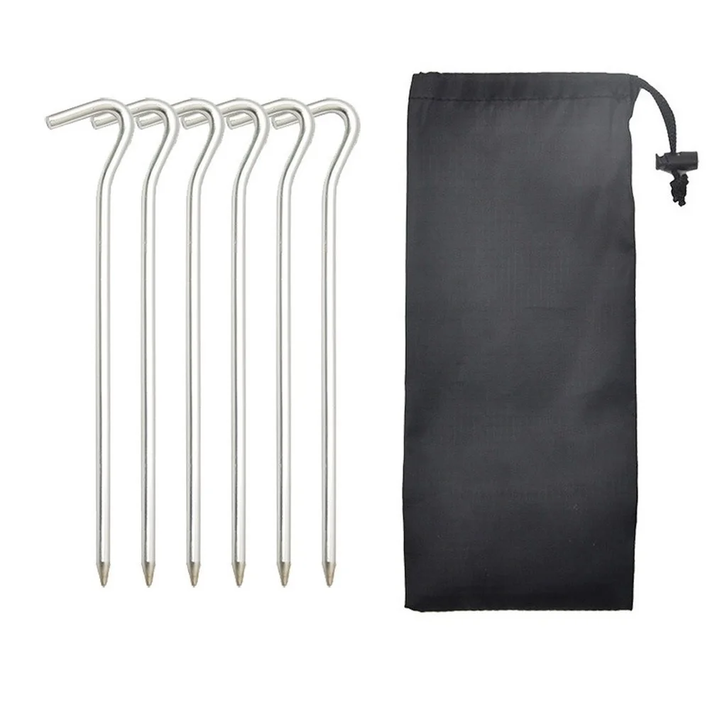 

Aluminium Tent Stakes for Sand and Beach Camping, 18cm Long Metal Inflexible Steel Ground Stakes, 6 Pieces