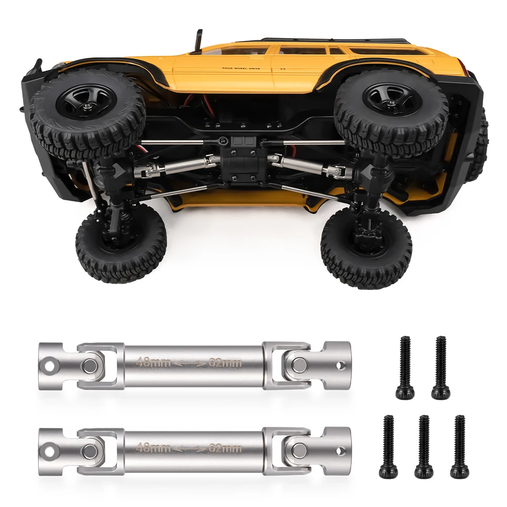 AXSPEED 1Pair Stainless Steel Center Drive Shafts D-shaped Holes for 1/18 RC Crawler FMS FCX18 LC80 Upgrade Parts