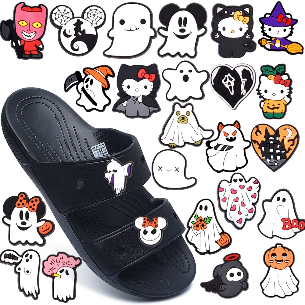 MINISO Halloween Mickey KT Cat Horror shoe Charm Garden Shoe Accessories Buckle to fit clogs decorative sandal embelliment gift