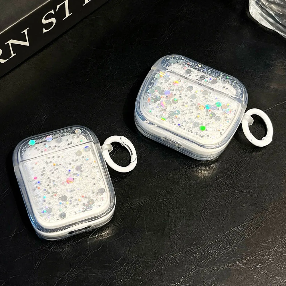 Luxury Bling Glitter Sequins Clear Earphone Case For Airpods Pro 2 Wireless Earphone Cover For Air Pods 3 2 1 Headset Soft Box