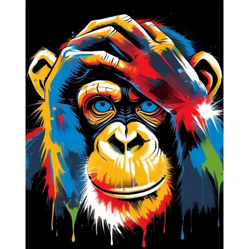 

GATYZTORY Acrylic Painting By Numbers Colorful orangutan For Adults Diy Pictures By Number Home Decoration Calligraphy Painting