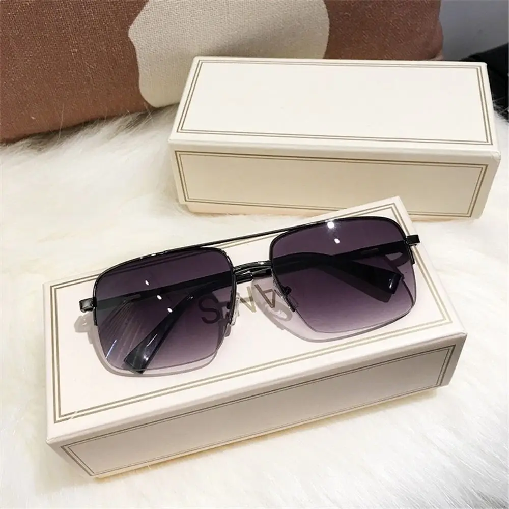 

Semi-Rimless Brown Sunglasses UV Protection Classic Square Shape Sun Glasses Specifically Designed for Driving Outdoor Shades