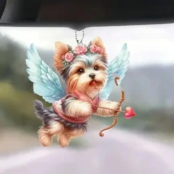 Cute Dog Acrylic Material Flat Car Decorative Accessories Interior Moulding Car Pendant Car Ornaments Hanging Adorns Decors
