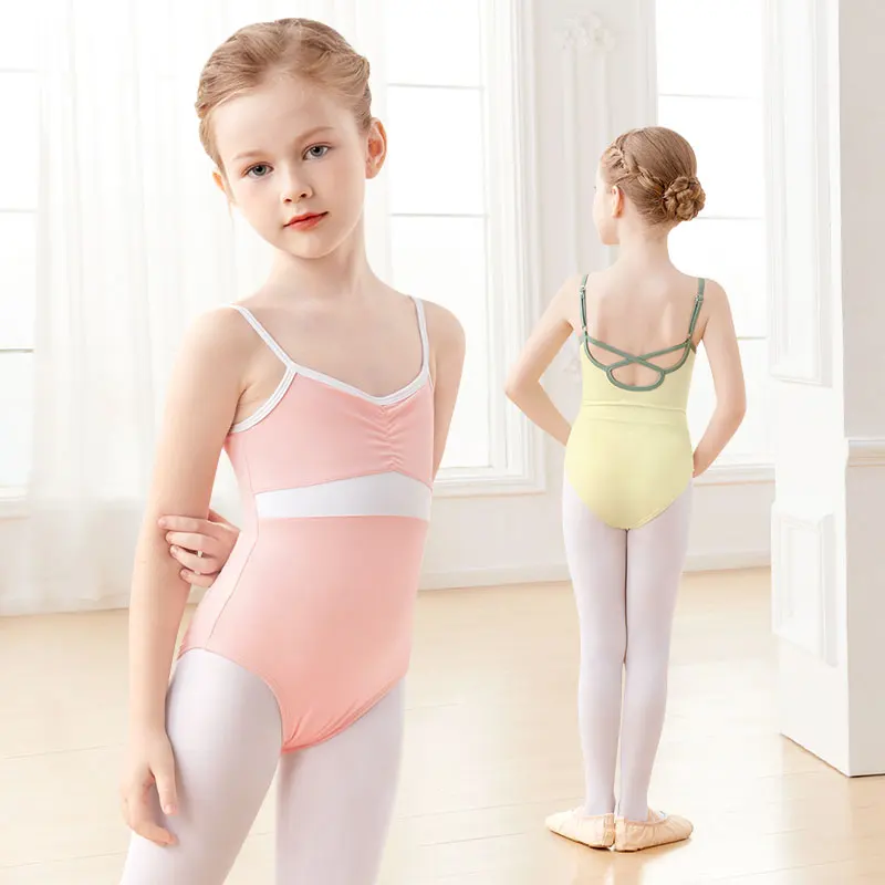 Girls Ballet Leotards Camisole Gymnastic Dance Leotard Kids Nylon Classic Criss Cross Back Ballet Bodysuit Girls Ballet Costumes