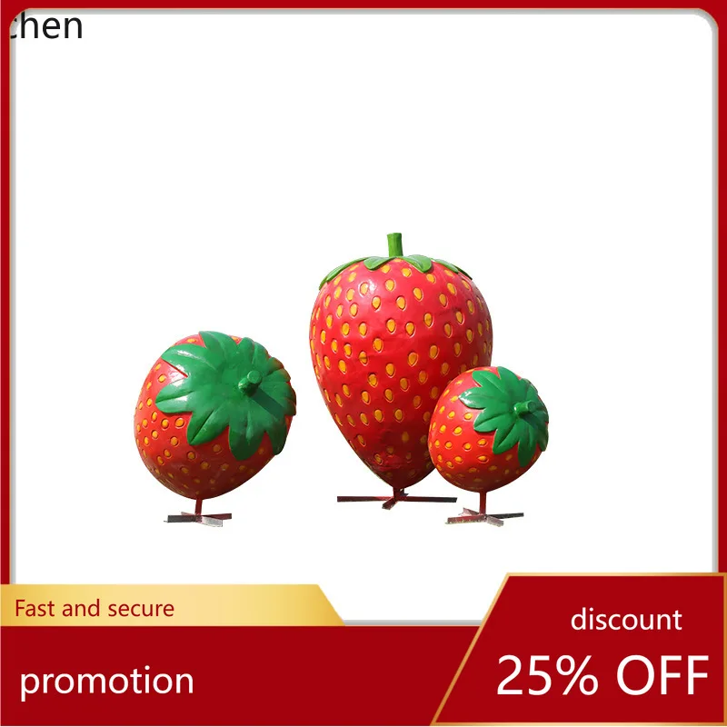ZMLSimulated Strawberry Ornament Outdoor Fiberglass Fruit Sculpture Garden Landscape Farm Picking Garden Decoration