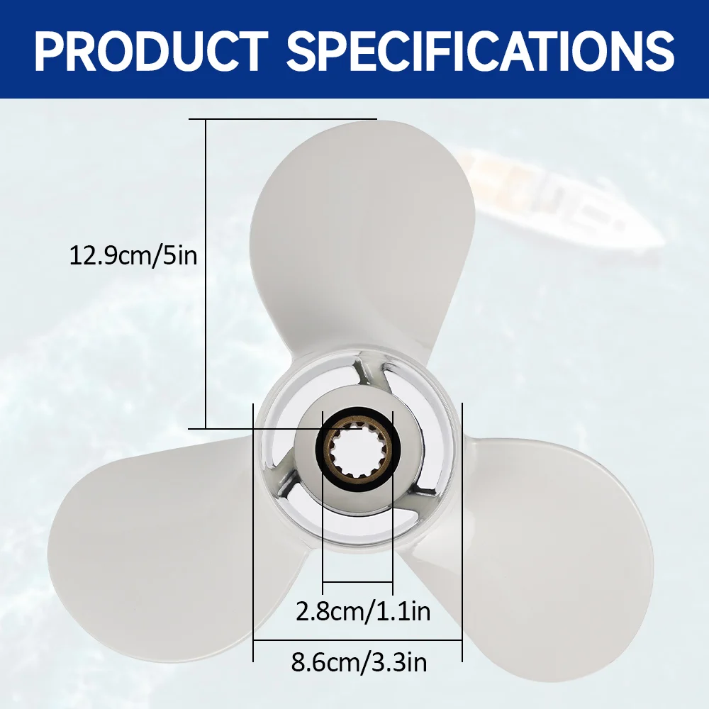 11-1/4 x 14 Aluminum Outboard Propeller for Yamaha 40-60HP | OEM 663-45958-01-EL | Marine Replacement Prop Accessories image 2