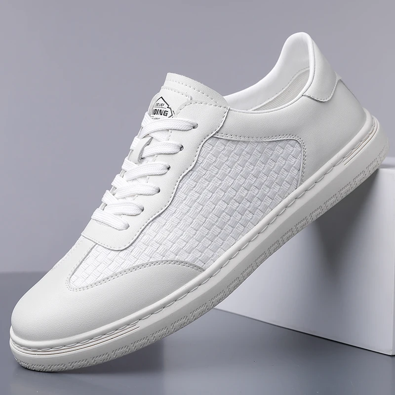 Mens Sneakers Genuine Leather Casual Outdoor Shoes Non-Slip Breathable Luxury Brand Footwear Top Quality Handmade White Shoe Men