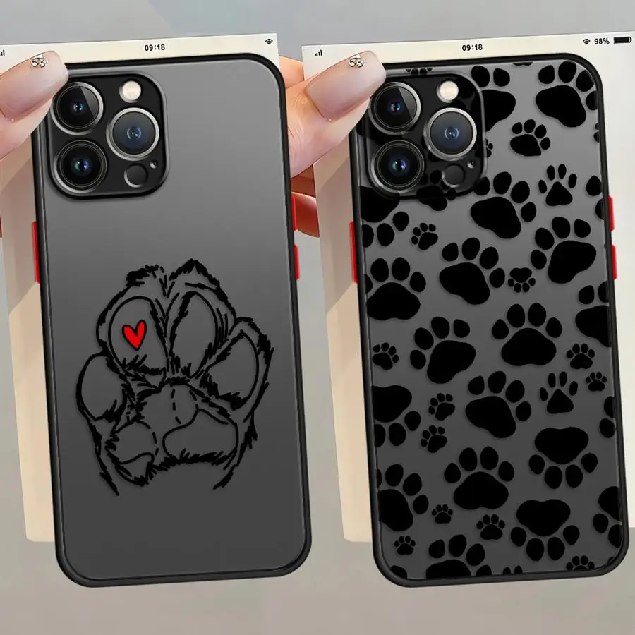 Case for iPhone 17 Pro Max 11 Air XS XR 14 12 16 Plus 7 8 SE 15 13 Mini Funda Back Phone Cover Cute Pet Paw Prints