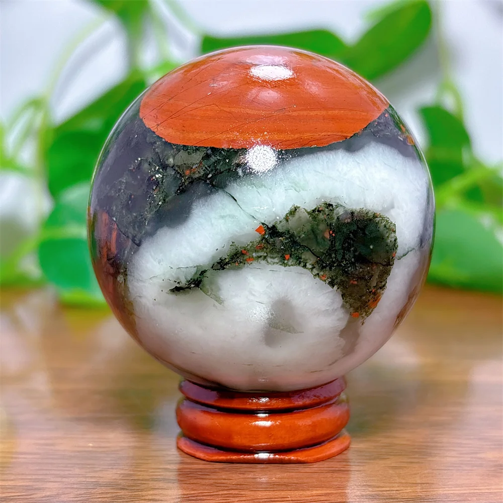 Blood Stone Sphere Crystal Natural Stone Quartz Minerals Home Decoritems Reiki Garden Gifts Energy Healing Luck Love +Stand