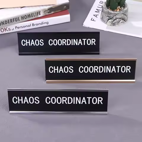 Position Card Chaos Coordinator Office Decor Desk Sign Funny Signs Work Supplies For Women Metal Name Plate