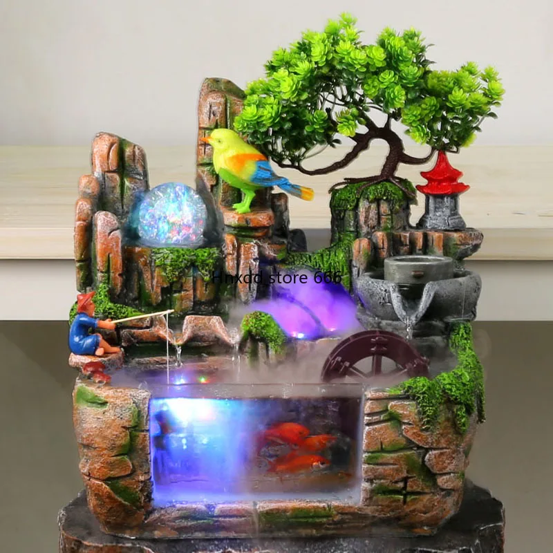 Small self-circulating water waterfall with oxygen desktop creative home lucky fish tank