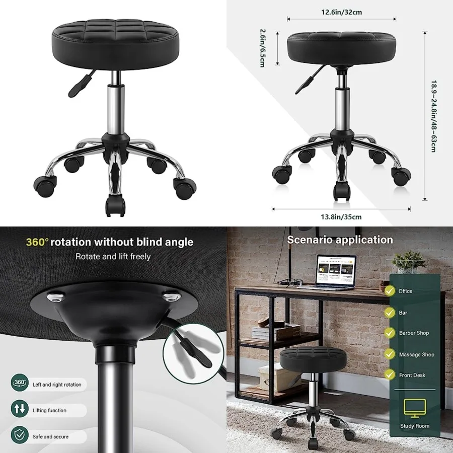 

Classic Swivel Stool with Wheel for Salon Work Home SPA Shop Height-Adjustable and Cost-Effective Rolling Stool Chair Small