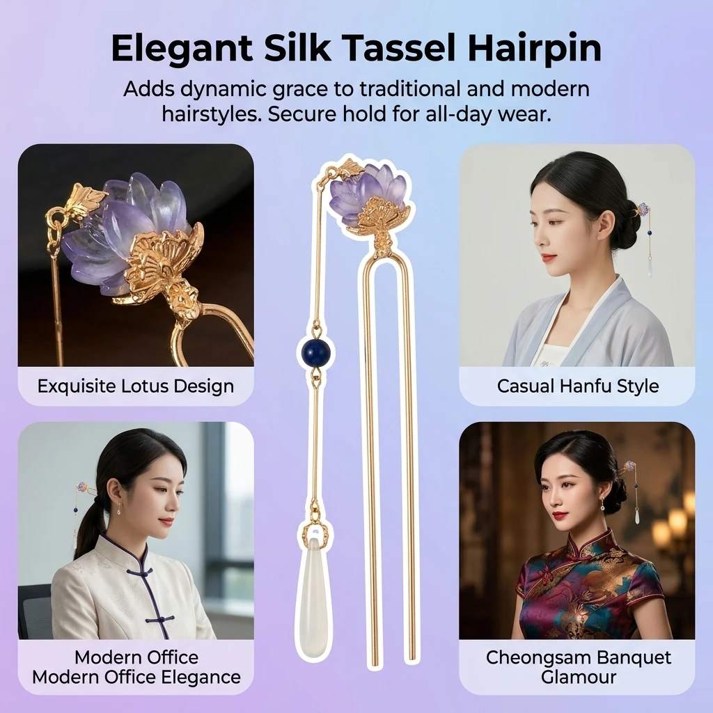 Antique Style Purple Lotus Tas - Hanbok Hair Pin review and price