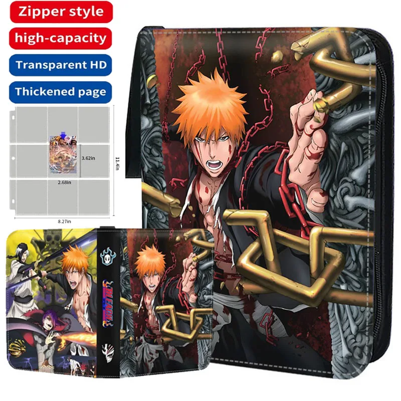 Bleach Card Binder with 50 inner Pages Can Hold Up to 400/900 Cards Zipper Trading Game Card Holder Anime Card Album Collector