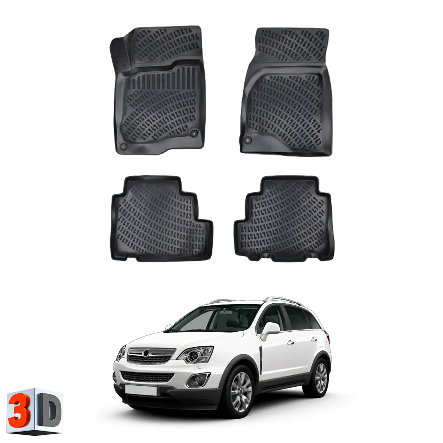 Opel Antara - (2006-2022) Floor Mats Liner Waterproof 3D - (Black)