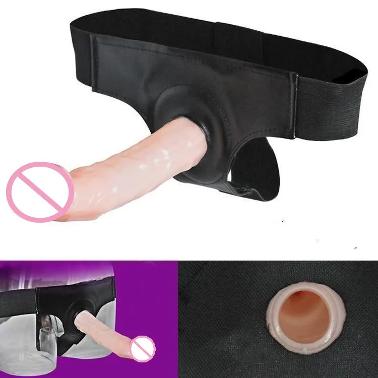 Wearable Penis Panties with Hollow Penis Dildos Thickened Enlarged Penis Sleeve Wear Leather Pants Adult Sex Toy