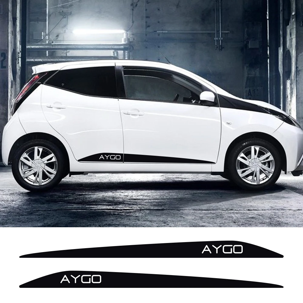 2 Pcs Long Side Stripes For Toyota AYGO DIY Car Stickers Vinyl Film Auto Decoration Decals Sports Styling Car Tuning Accessories