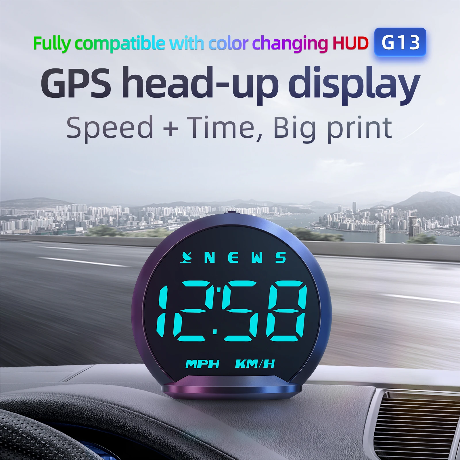 

GPS-спидометр G13: Проекционный дисплей (HUD) с 6-цветным переключением, диагностический прибор, электронный продукт для повышения безопасности