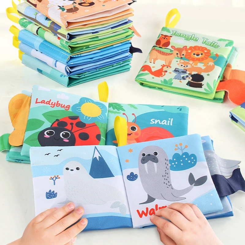 Baby Cloth Book Early Education Toys Cartoon Sea Animals Palm Book Fun Torn Multiple Cognitive Baby Cloth Book Kids Toy Gift