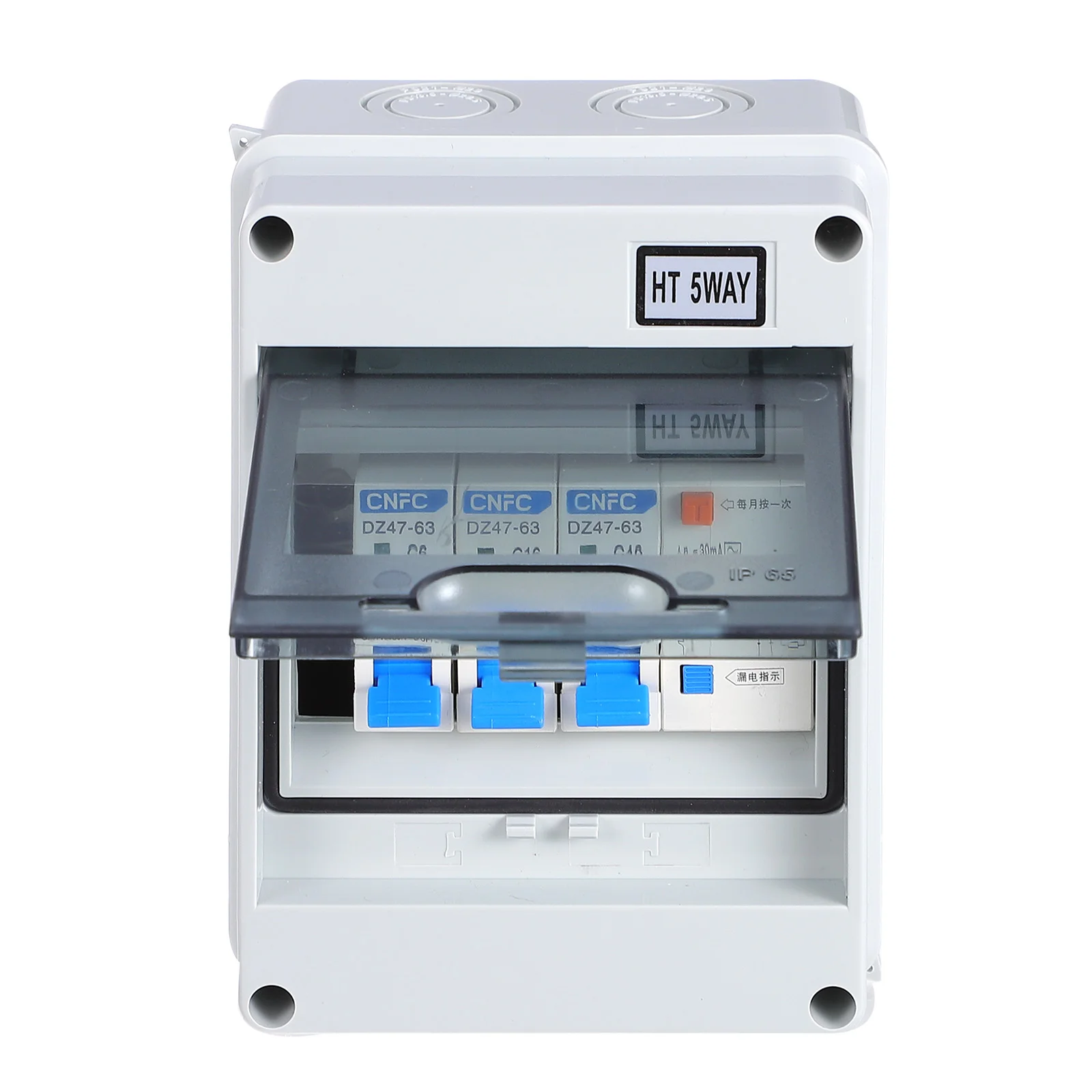 

Leakage Protector 5 Way IP54 Waterproof Miniature High Breaking Capacity Rapid Tripping Safe Garage Workshop