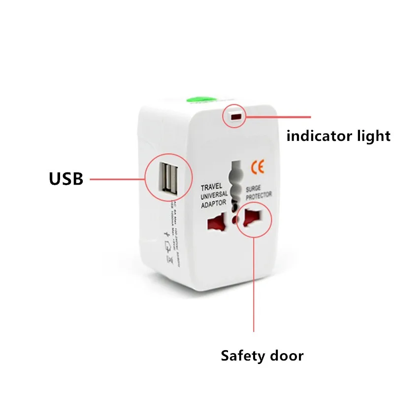 2 USB Charging Universal Travel Adapter All-in-one International World Travel AC Power Converter Plug Adaptor Socket Eu