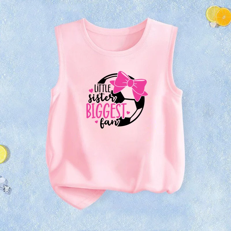 2026 Süße und Niedliche Kinderweste in Bonbonfarben, Ärmelloses T-Shirt für Babymädchen, Fußball-Pokal Sommer-Oberteil
