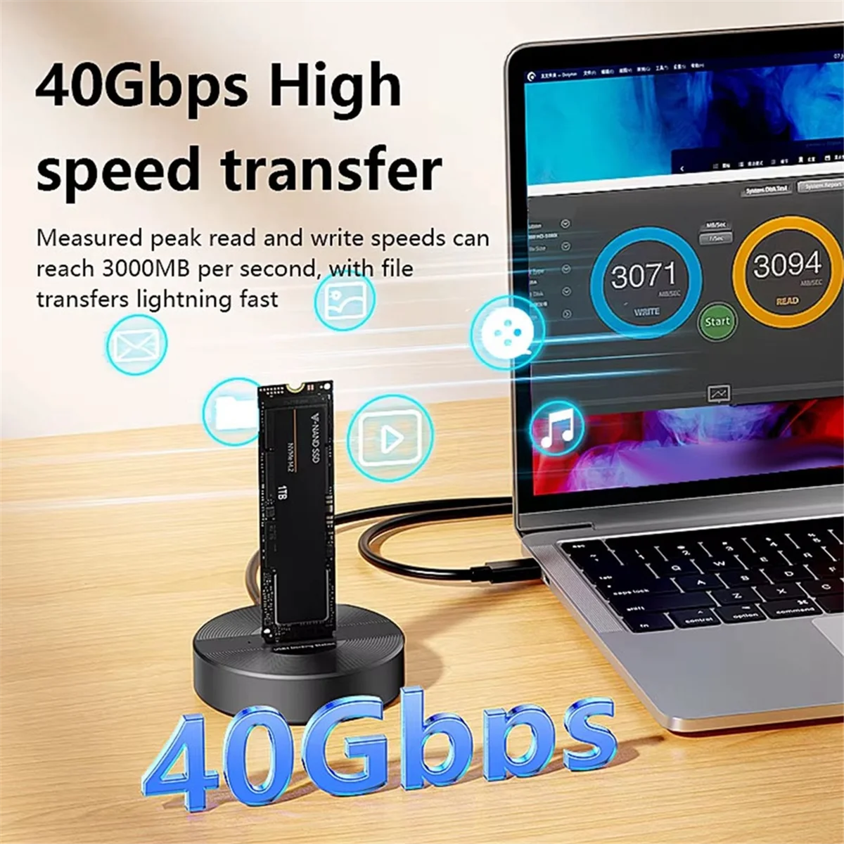 НОВАЯ док-станция Blueendless M.2 NVME SSD, передача 40 Гбит/с, внешняя, совместимая с док-станцией Thunderbolt 4/3 USB4.0