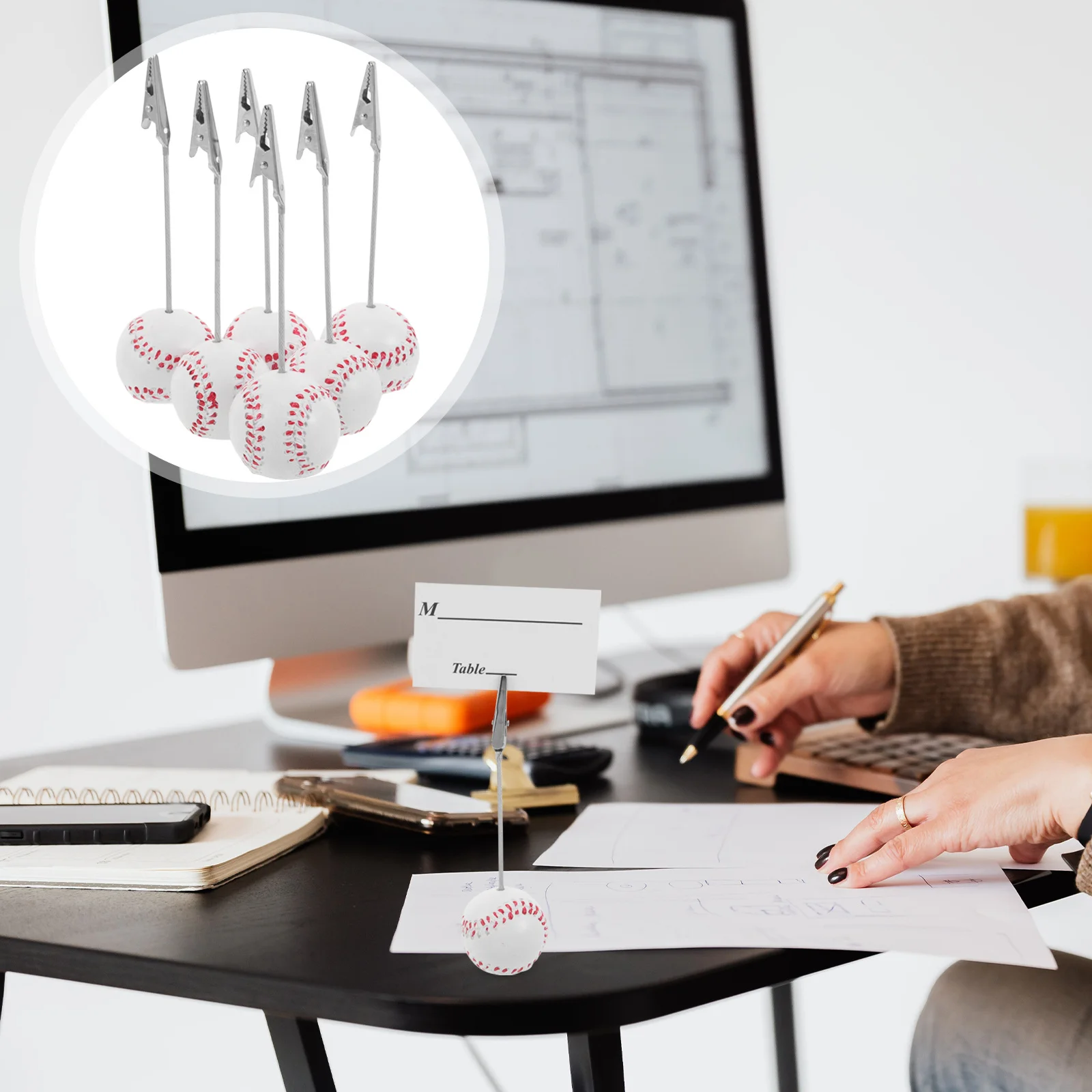 

10Pcs Baseball Memo Clips Resin Place Card Holders for Table Display Event Decorations Name Card Holder Sport Theme Functional