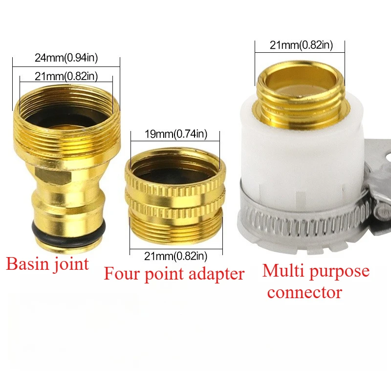 Universal Hose Tap Adapter Faucet Tap Connector 3-in-1 Aluminium Alloy Faucet Quick Connector Garden Watering  Coupling Joint
