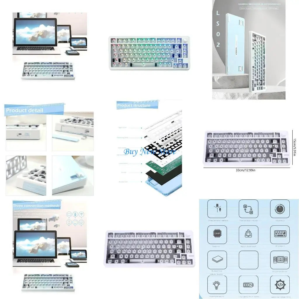 

20CE LS02 3Modes Mechanical Game Keyboard BT5/2.4Ghz/UsbC Hot-Swappable Keypad