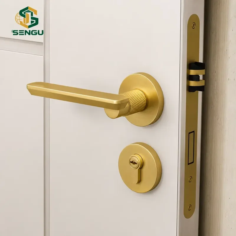 French Style Silent Copper Door Lock Universal Steel Handle for Bedroom Bathroom Wooden Doors Household Hardware Accessories