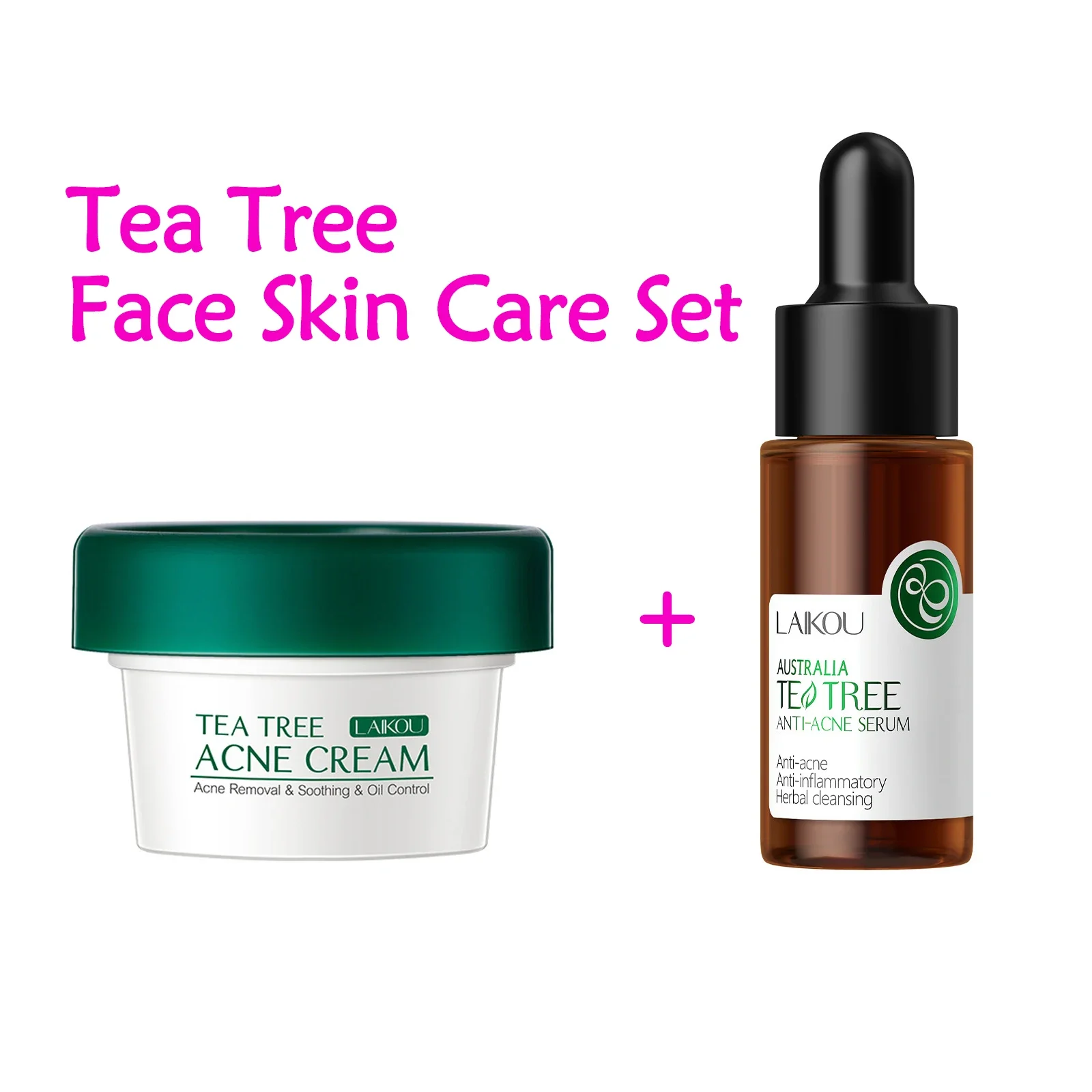 

LAIKOU Tea Tree Essence 17ml Facial Hydrating 20g Face Cream Moisturizing Facial Serum Skin Care Product