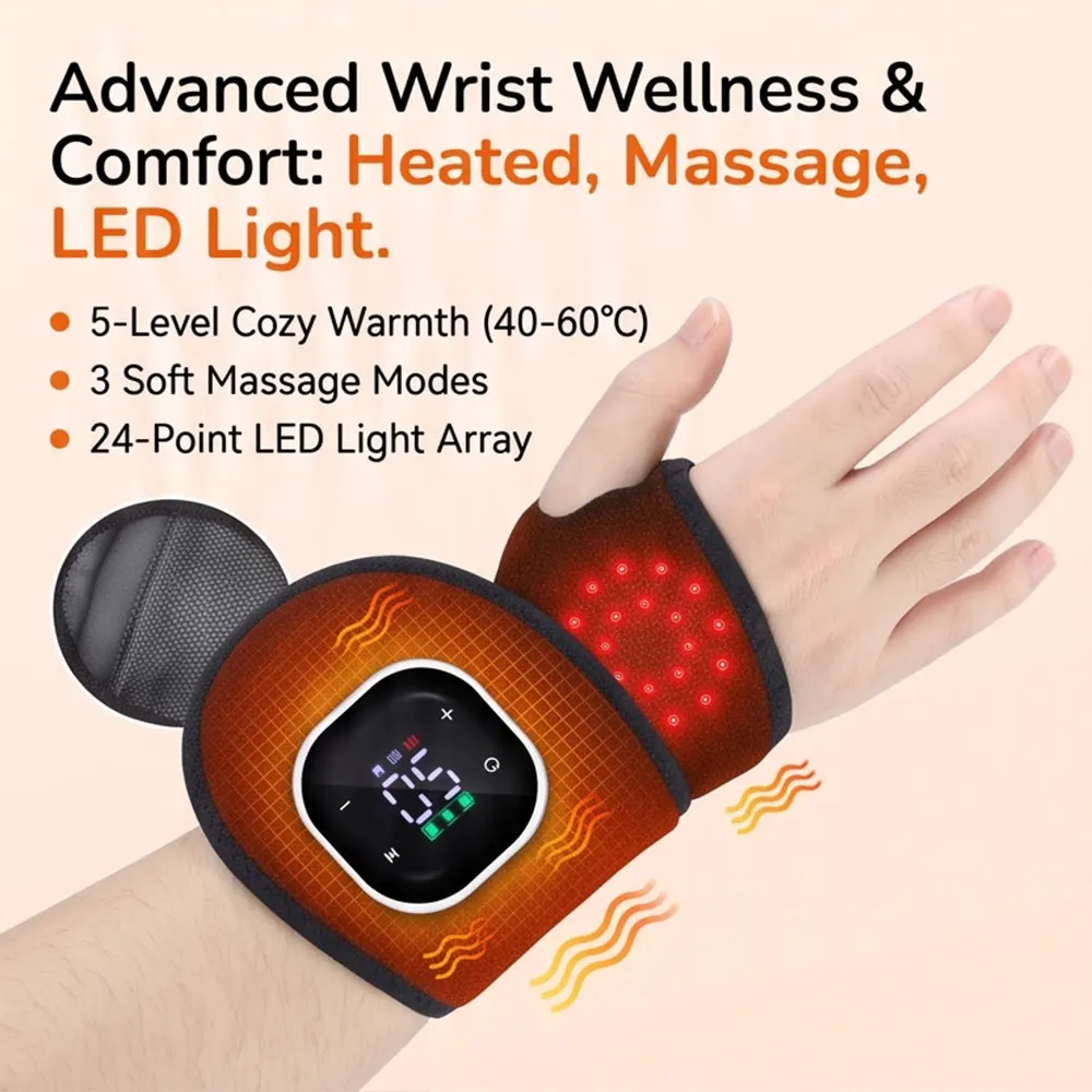 Electric Compress Hot Wrist Wrap 36/48 LEDs 3 Modes 660nm 850nm Infrared Wearable Joint Support Portable Hand Relaxation Brace